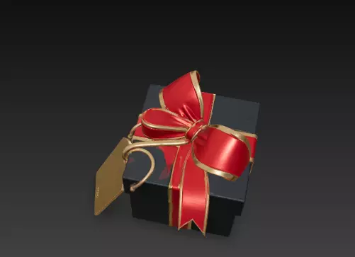 3D Black Gift Box Red Ribbon Black Friday 3D print model_11