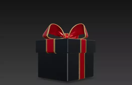 3D Black Gift Box Red Ribbon Black Friday 3D print model_7