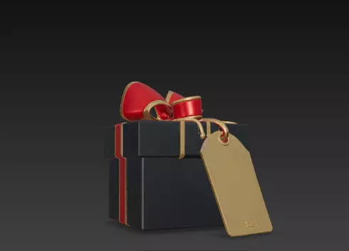 3D Black Gift Box Red Ribbon Black Friday 3D print model_4