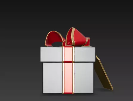 3D Black Gift Box Red Ribbon Black Friday 3D print model_6