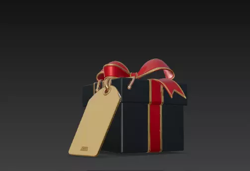 3D Black Gift Box Red Ribbon Black Friday 3D print model_1