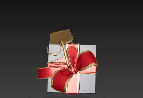 3D Black Gift Box Red Ribbon Black Friday 3D print model_13