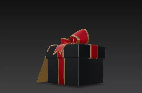 3D Black Gift Box Red Ribbon Black Friday 3D print model_9