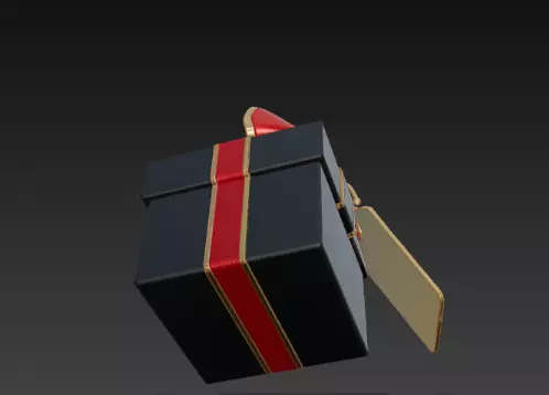 3D Black Gift Box Red Ribbon Black Friday 3D print model_14