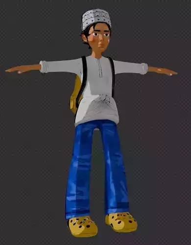 3D Character Kid Rigged Toon Shader Ready