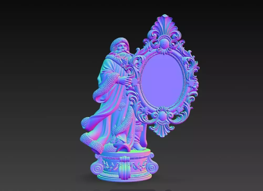 Rococo Santa Frame 3D print model_10