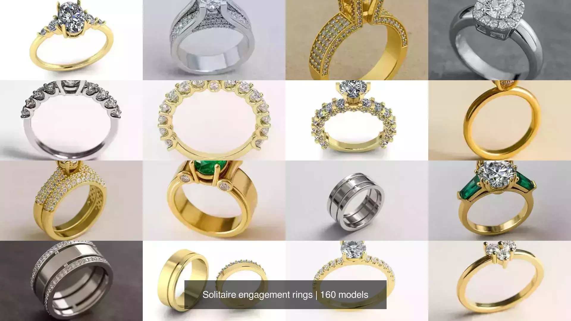 Solitaire engagement rings 3D Model Collection_2