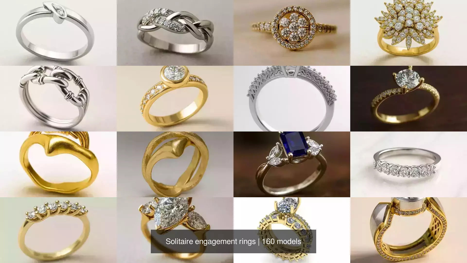 Solitaire engagement rings 3D Model Collection_24