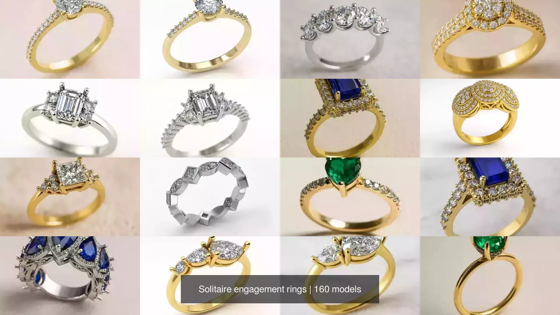 Solitaire engagement rings 3D Model Collection_21