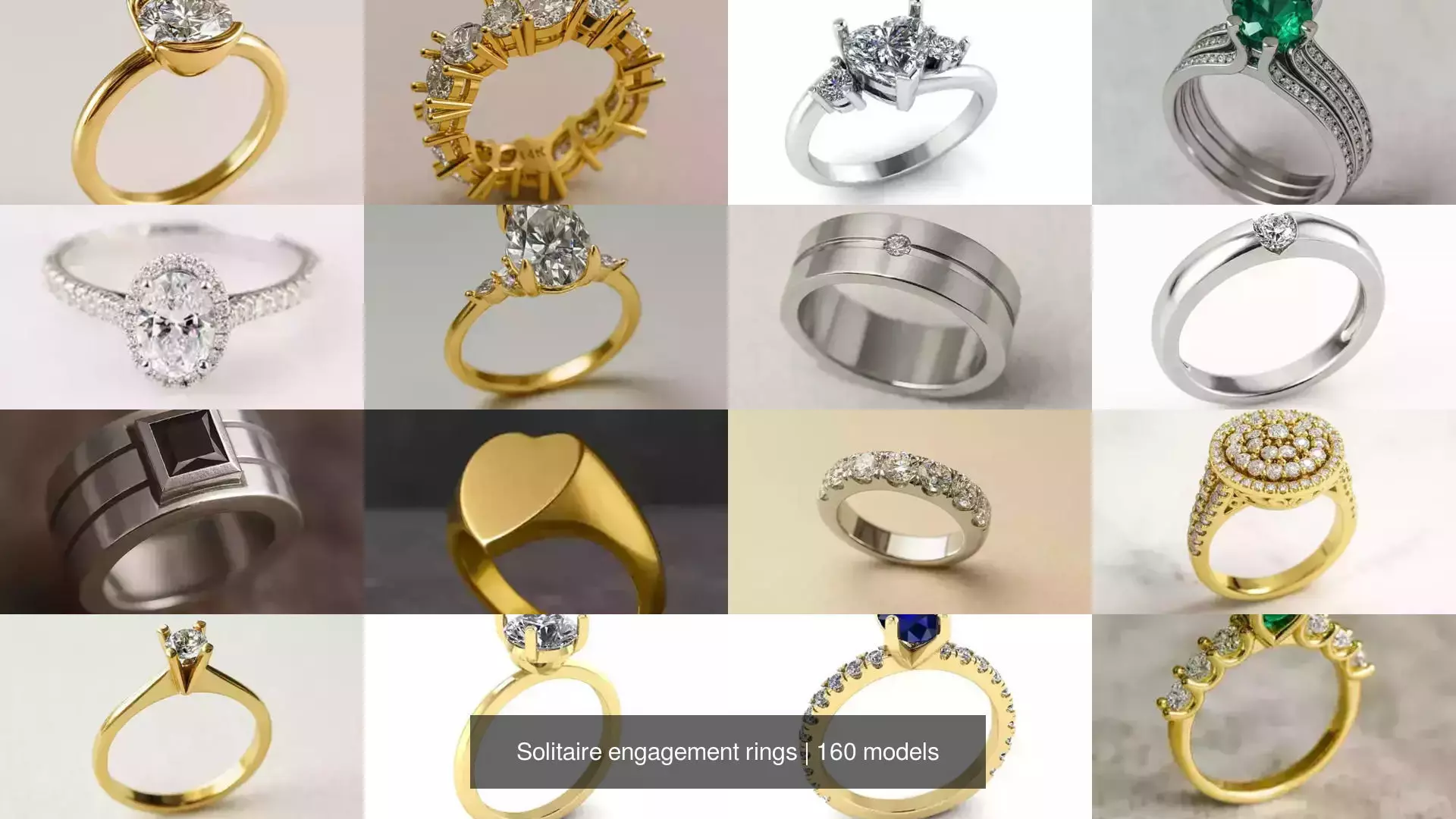Solitaire engagement rings 3D Model Collection_15