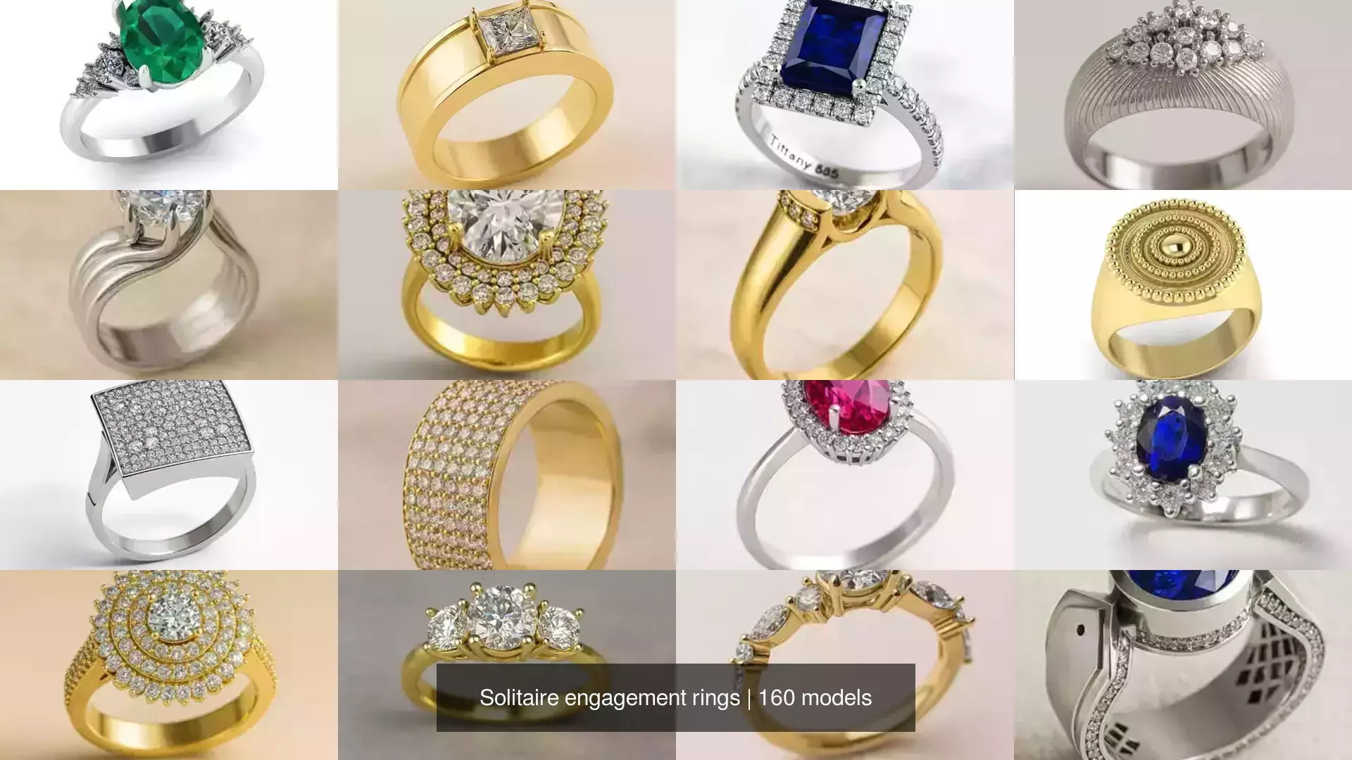 Solitaire engagement rings 3D Model Collection_8