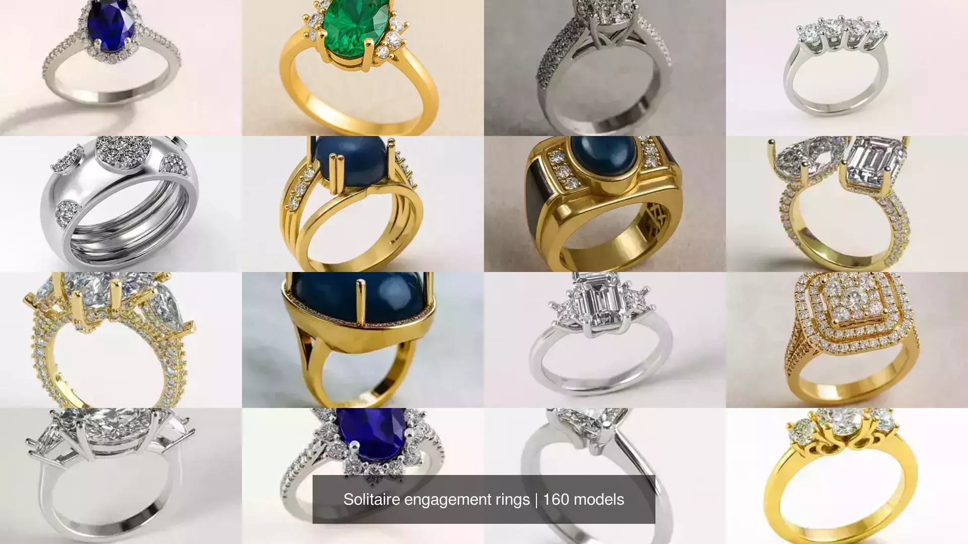 Solitaire engagement rings 3D Model Collection_12