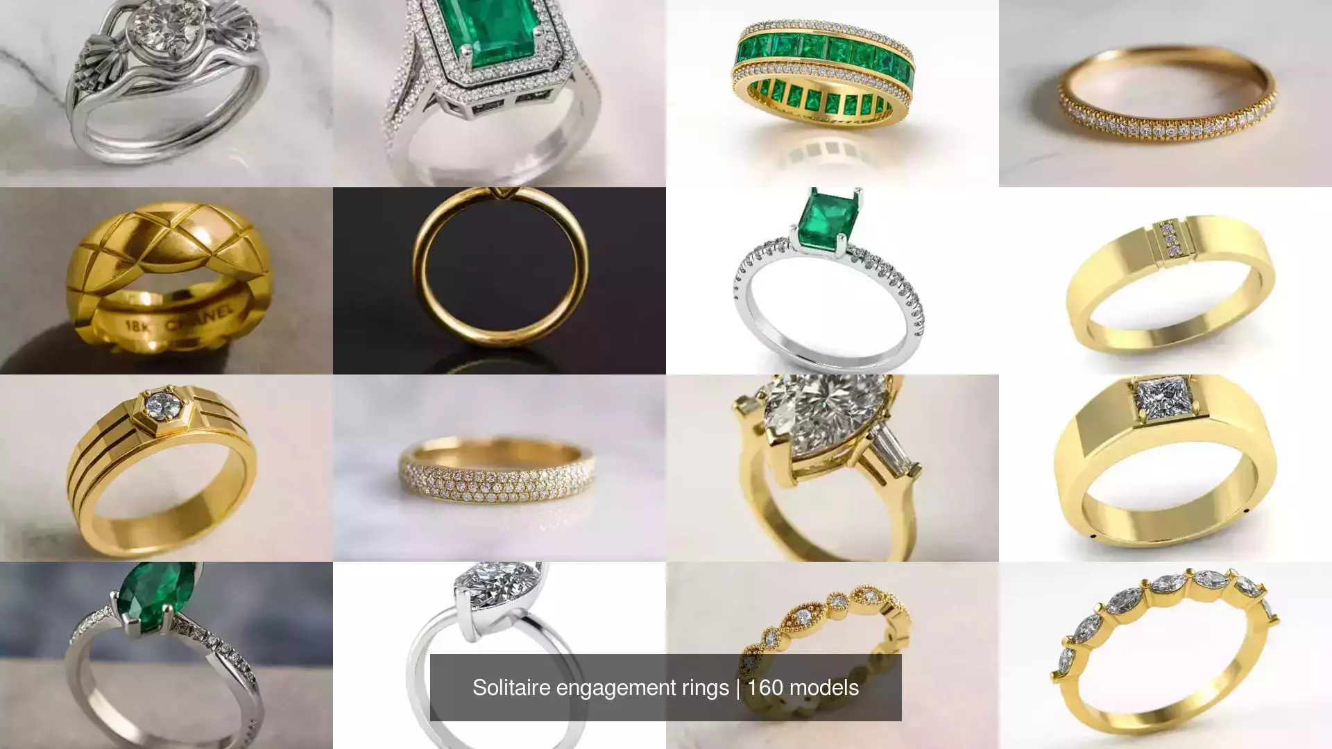 Solitaire engagement rings 3D Model Collection_4