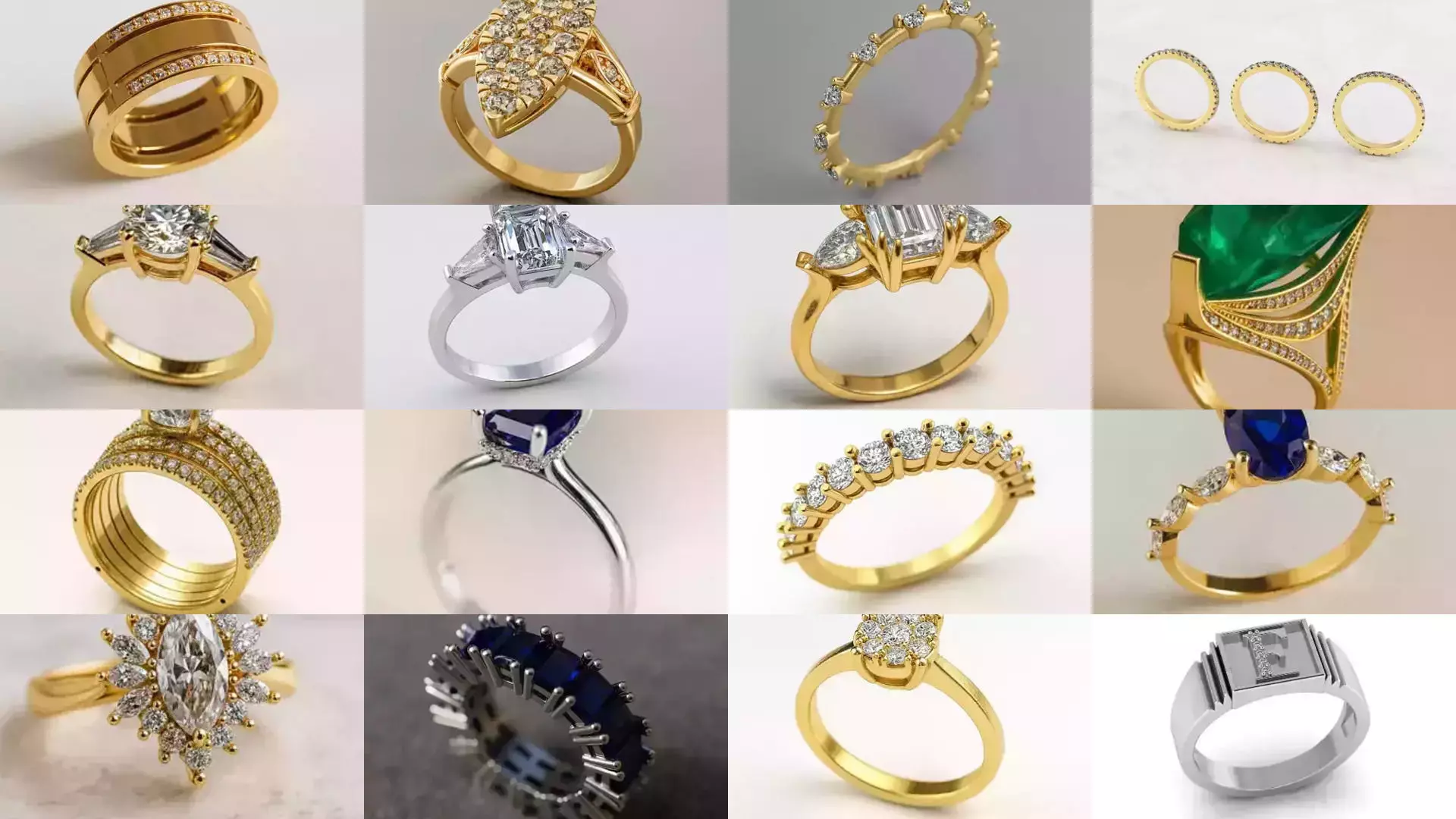 Solitaire engagement rings 3D Model Collection_0