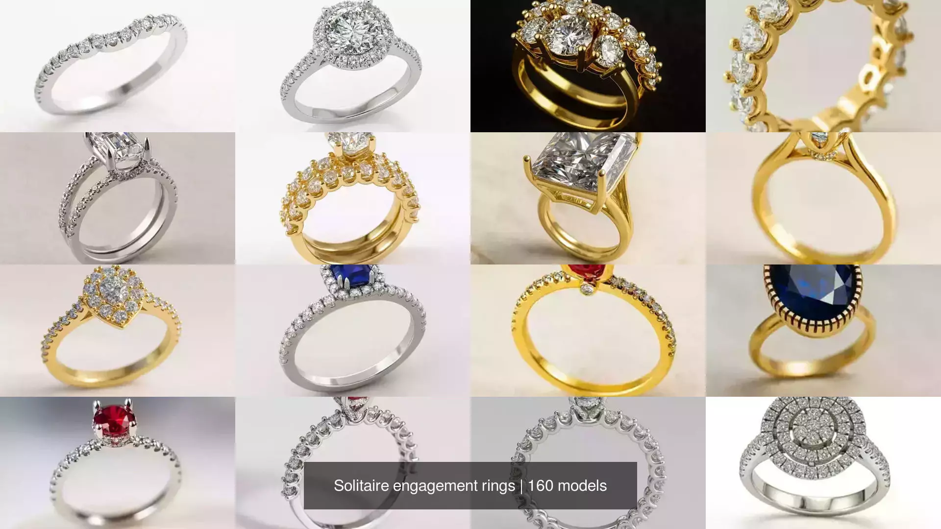 Solitaire engagement rings 3D Model Collection_18