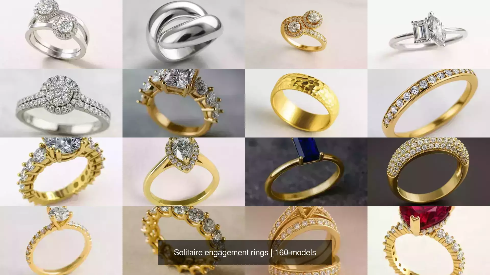 Solitaire engagement rings 3D Model Collection_27