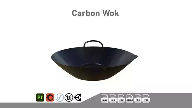 Carbon Wok Low-poly 3D model