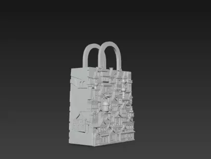 3D Urban Shopping Bag Tower Black Friday Concept 3D print model_5
