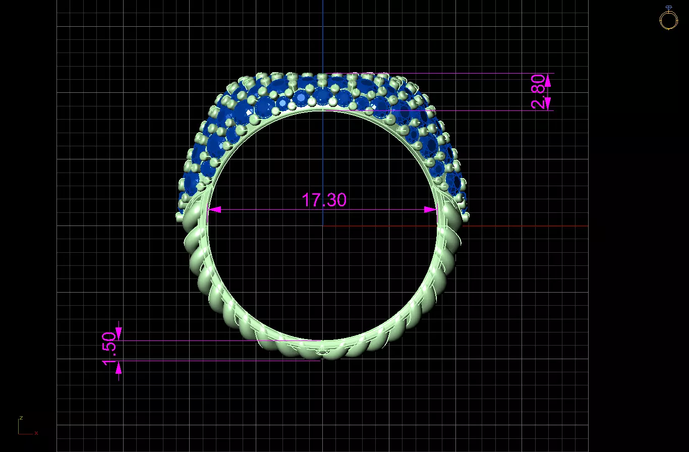 pave ring 3D print model_8