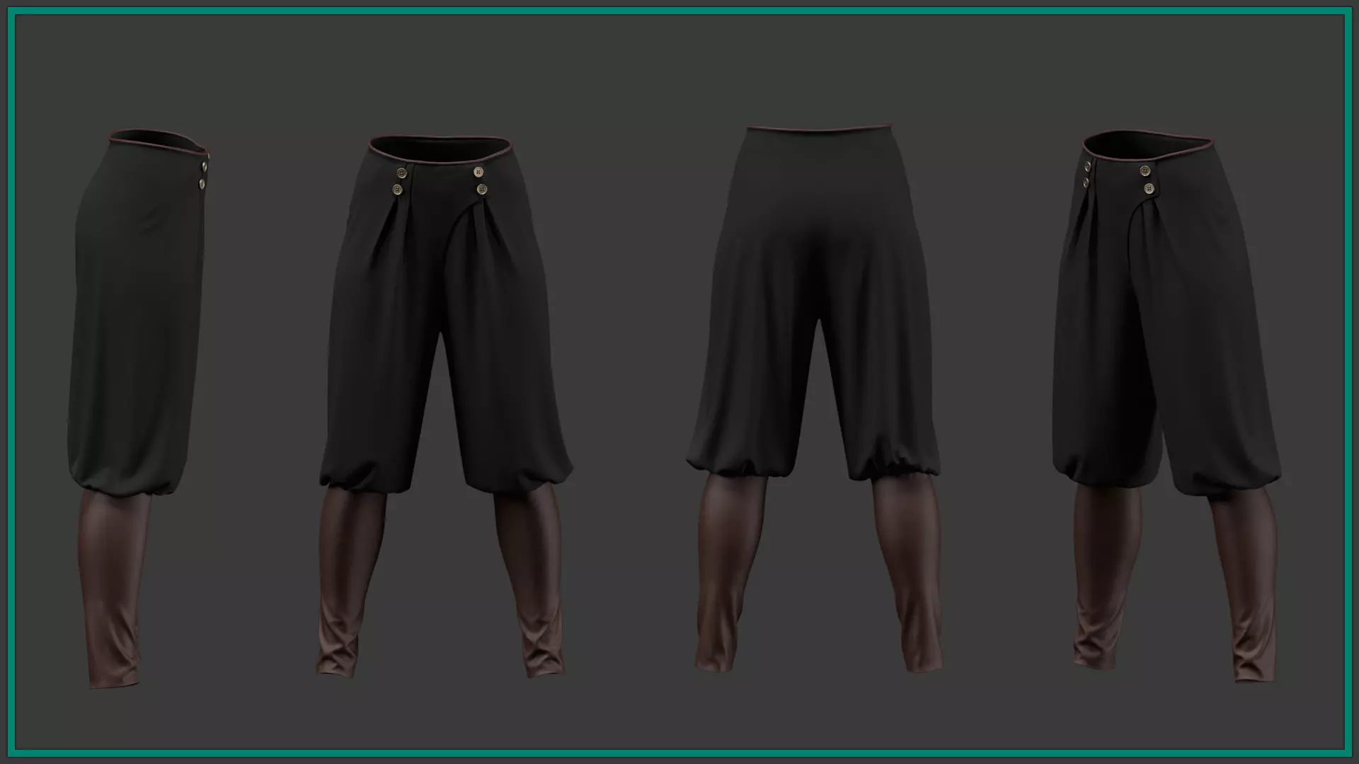 8 female pirate pants 3D model_4