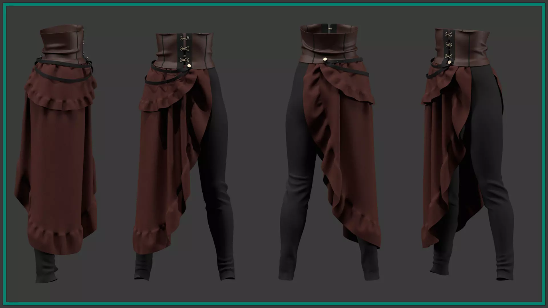 8 female pirate pants 3D model_1