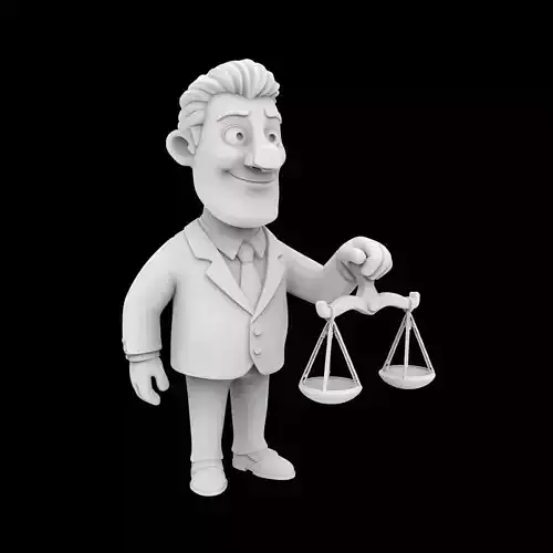 Lawyer Cartoon Character 3D Print Model