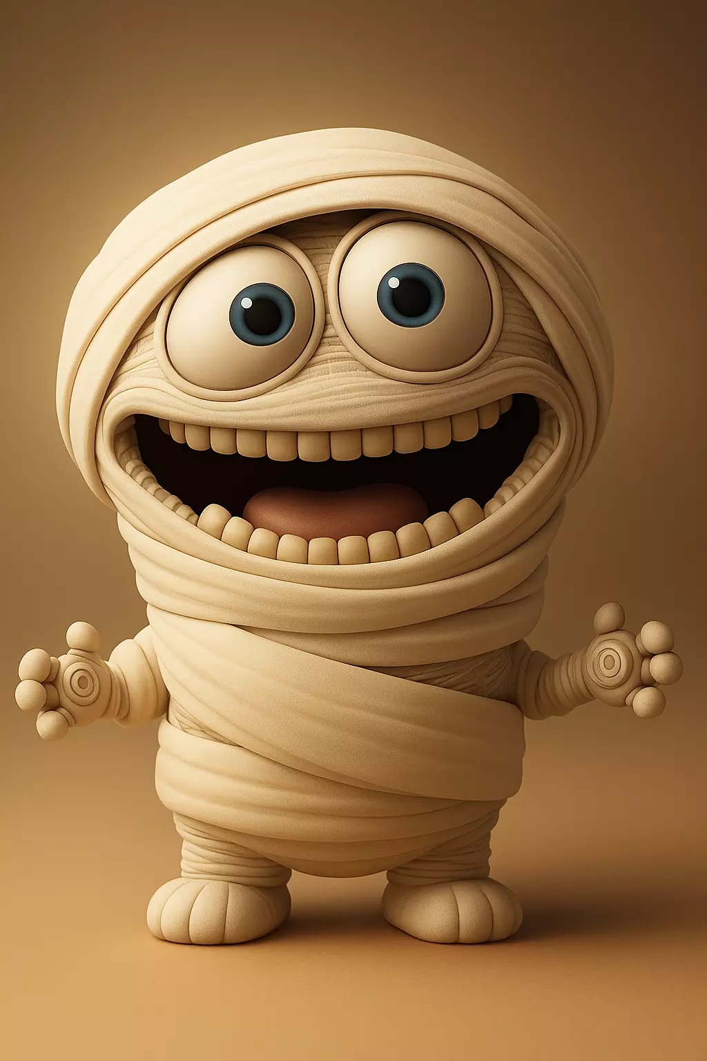 Kawaii Mummy with Toothy Smile 3D print model_4