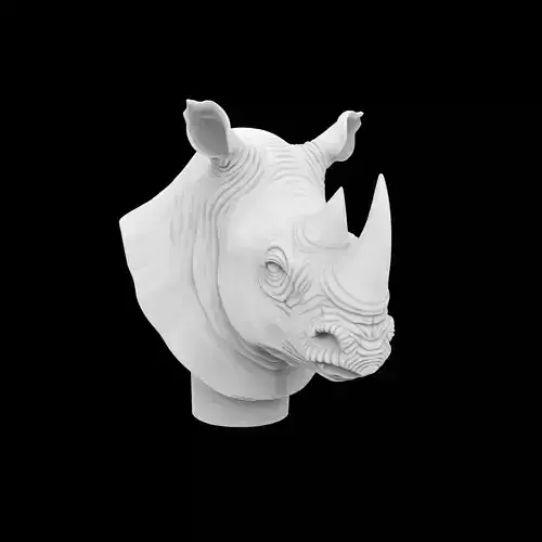 Realistic Rhino Bust 3D Print Model
