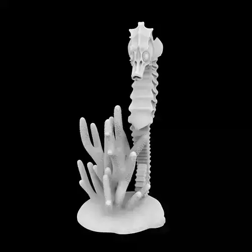 Seahorse With Coral Base 3D Print Model