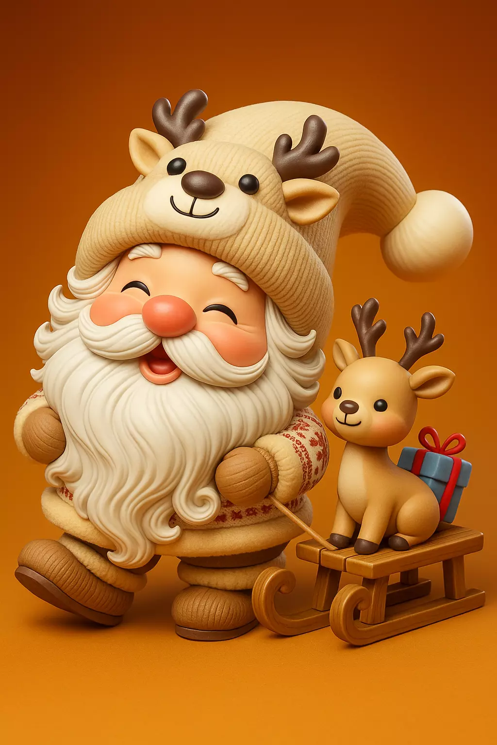 Cozy Santa and Reindeer Delivering Gifts 3D print model_0