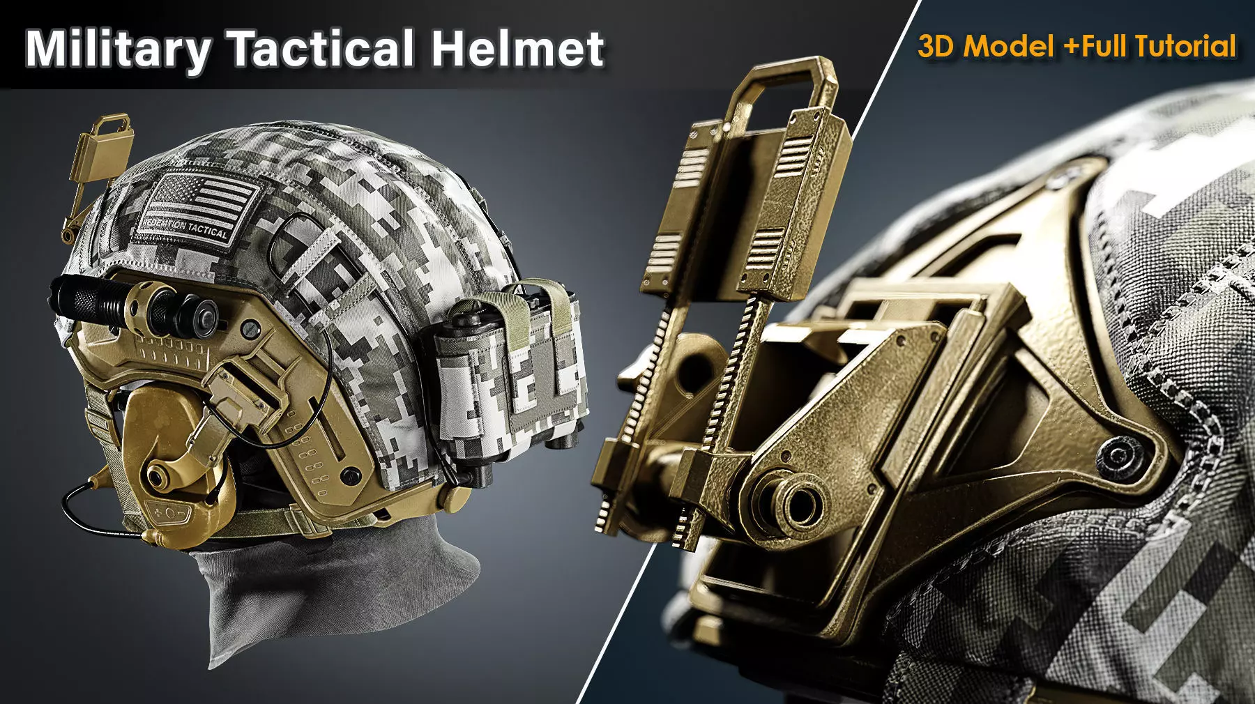 Military Tactical Helmet 3D model_2