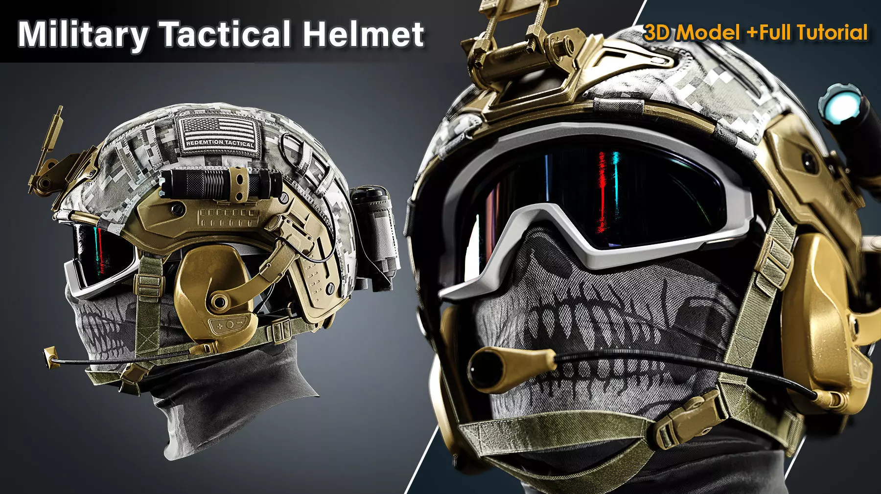 Military Tactical Helmet 3D model_0