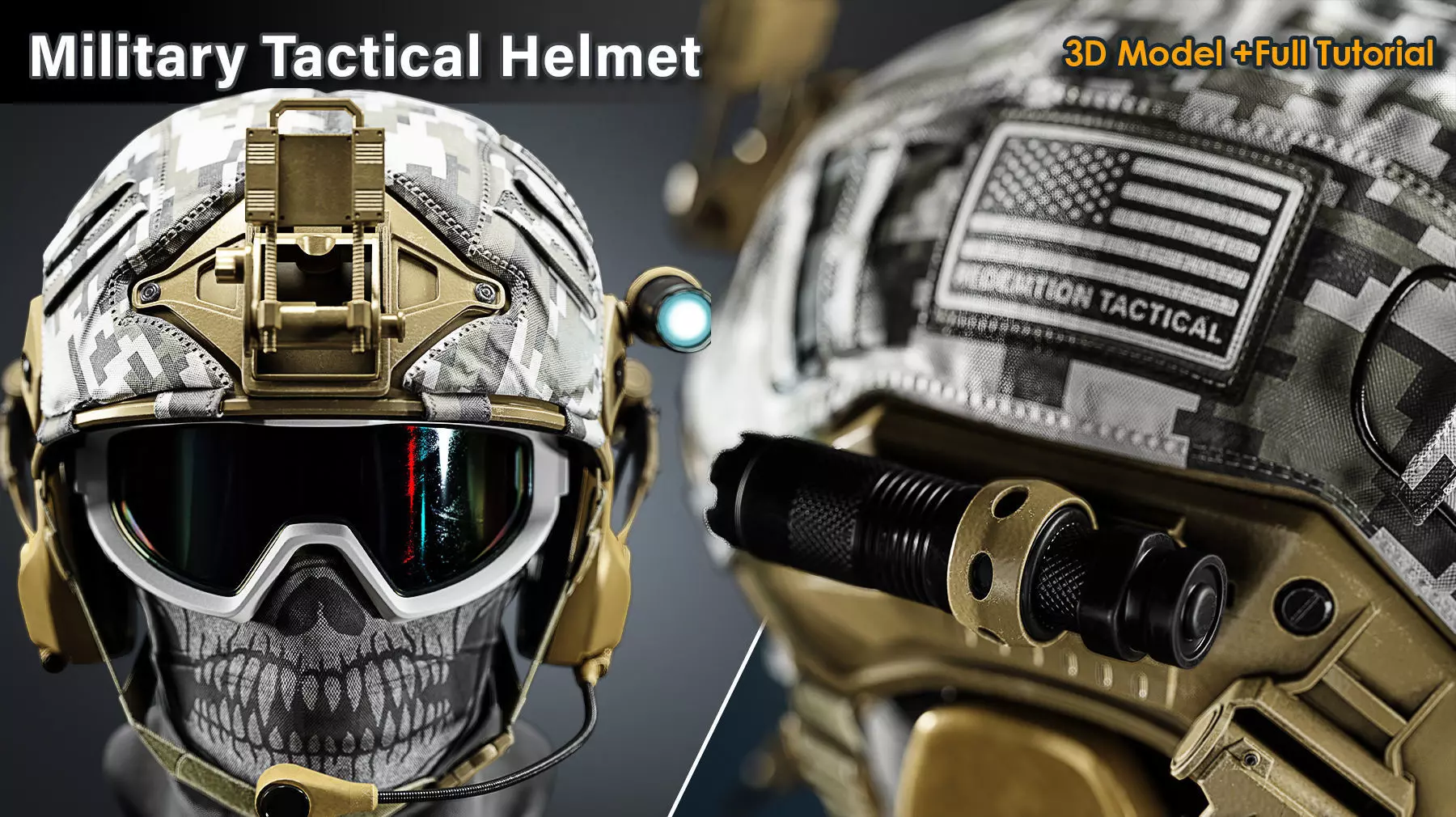Military Tactical Helmet 3D model_4