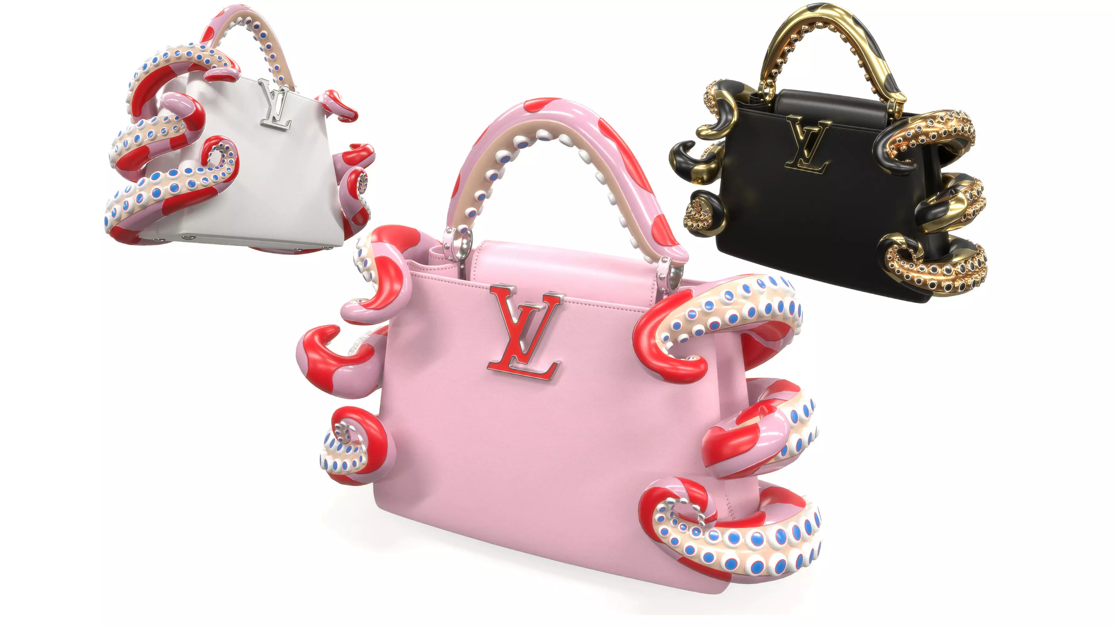 Louis Vuitton x Murakami Artycapucines Capucines Tentacle Bag Low-poly 3D model_0