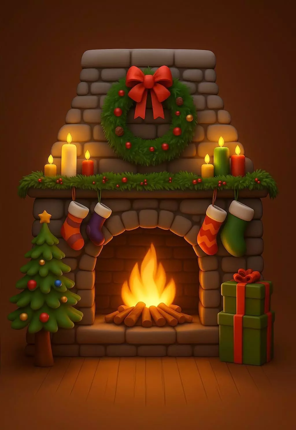 Cozy Christmas Fireplace 3D print model_4