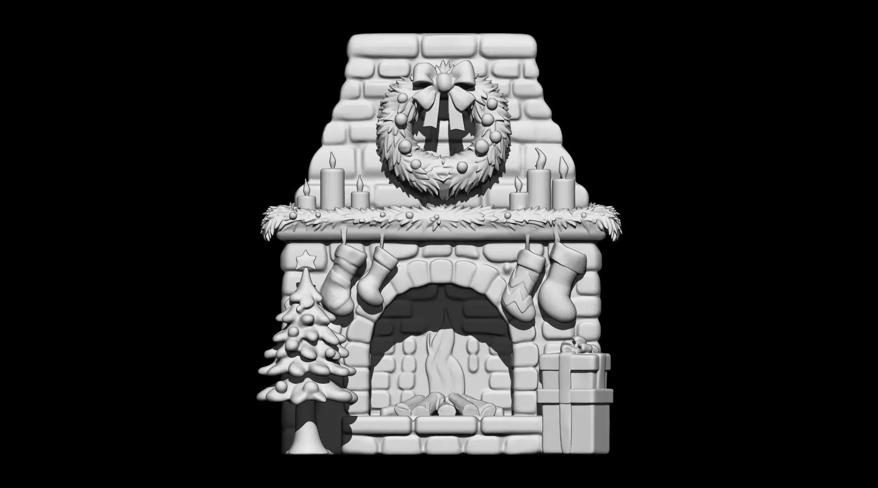 Cozy Christmas Fireplace 3D print model_1