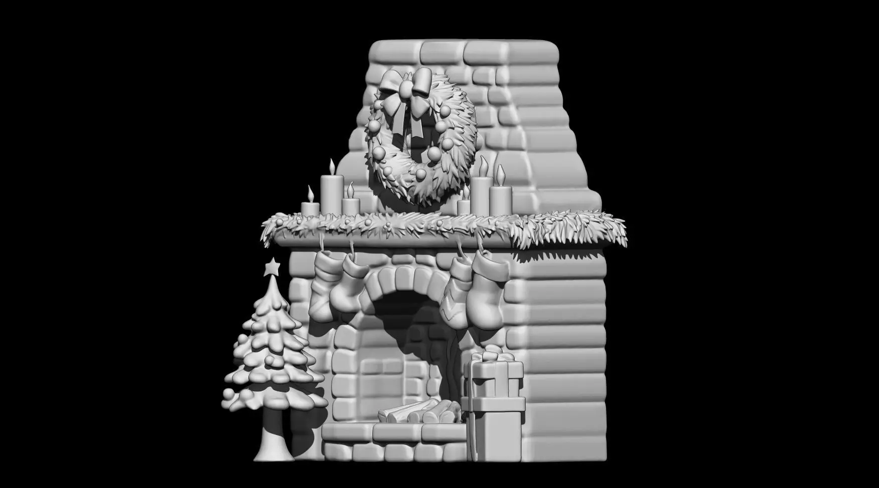 Cozy Christmas Fireplace 3D print model_2