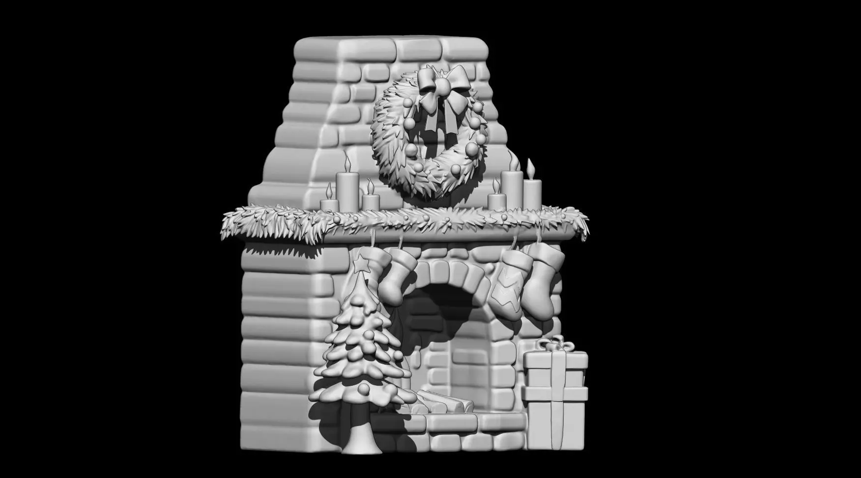 Cozy Christmas Fireplace 3D print model_3