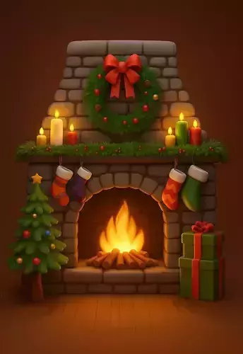 Cozy Christmas Fireplace 3D print model Cozy Christmas Fireplace 3D print model
