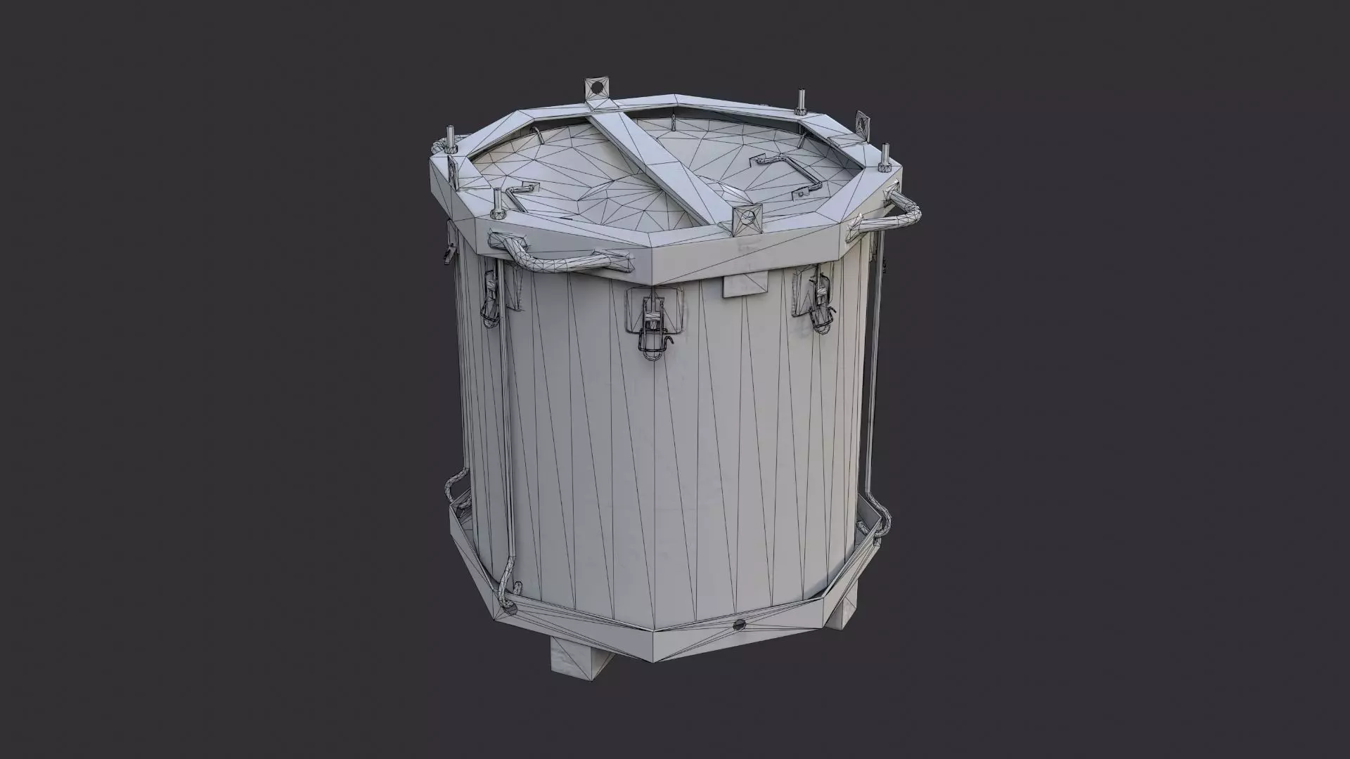 Military Chemical Canister Weathered Low-poly 3D model_7