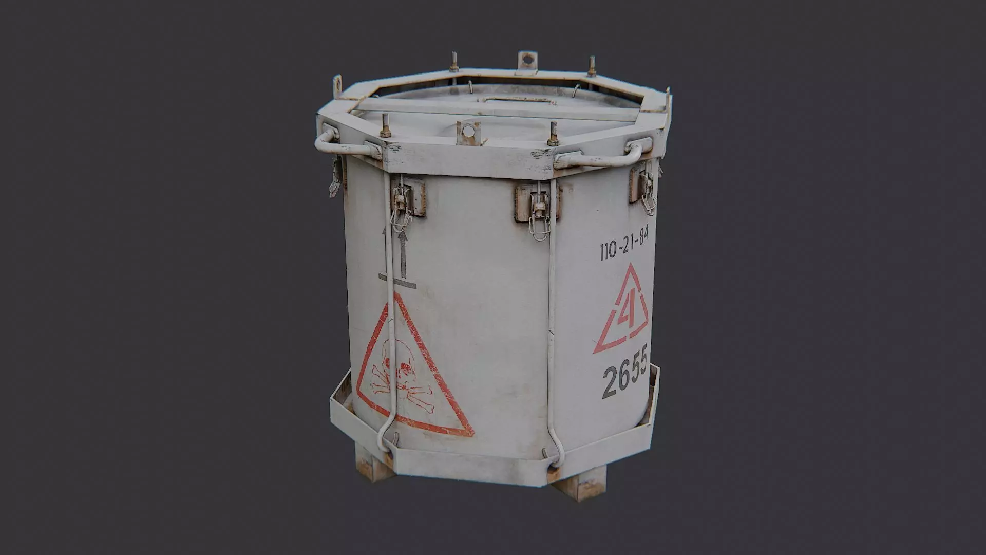 Military Chemical Canister Weathered Low-poly 3D model_1