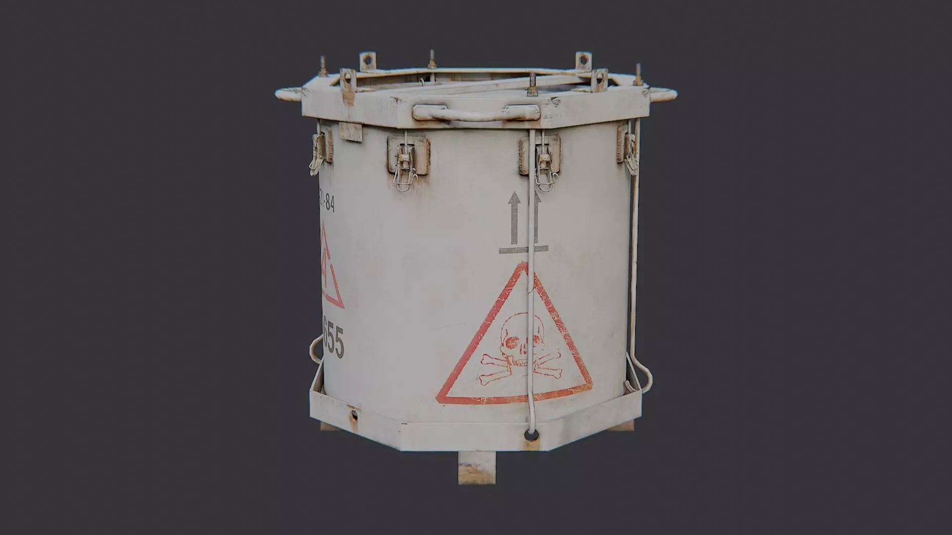 Military Chemical Canister Weathered Low-poly 3D model_2
