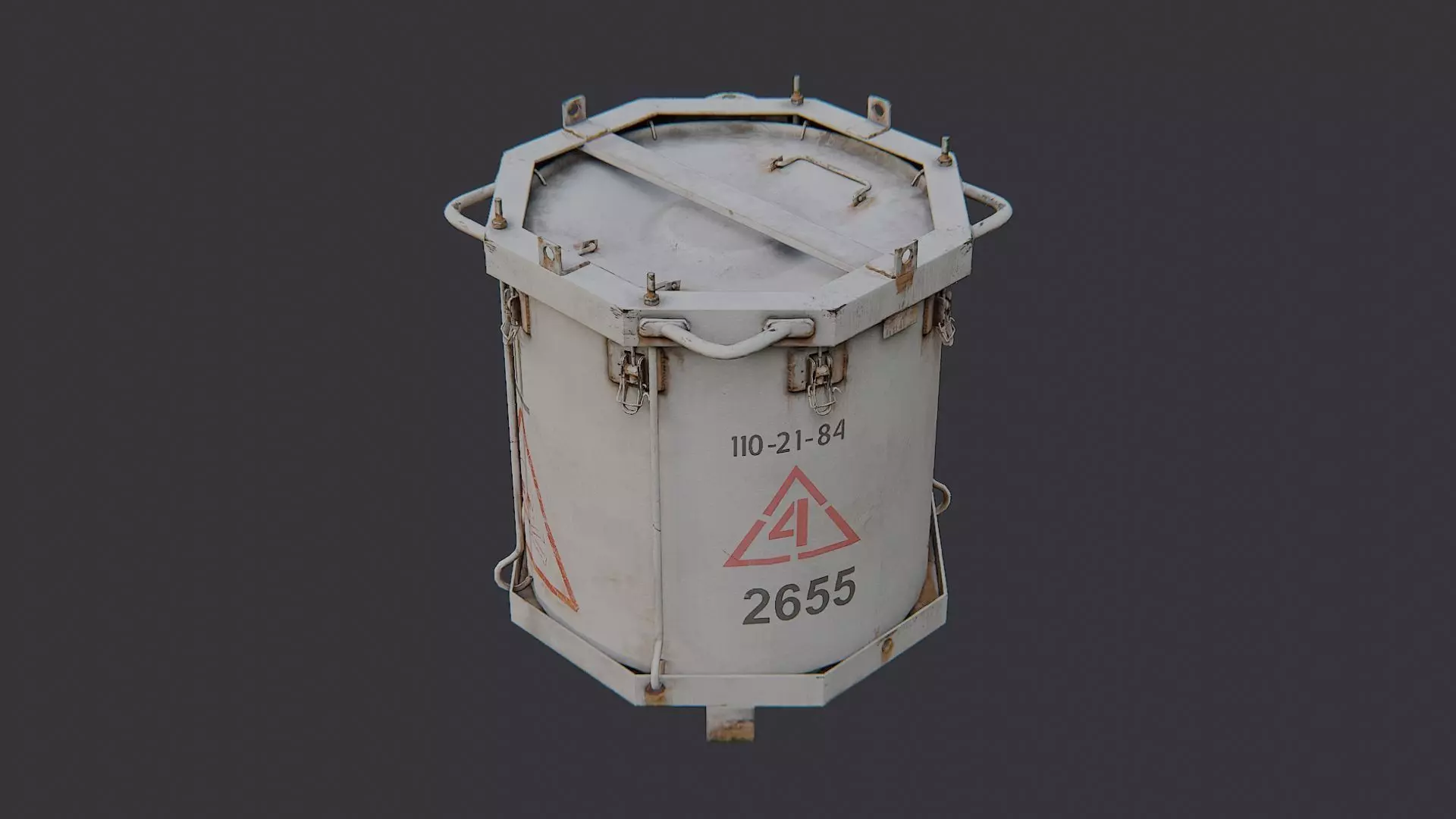 Military Chemical Canister Weathered Low-poly 3D model_3