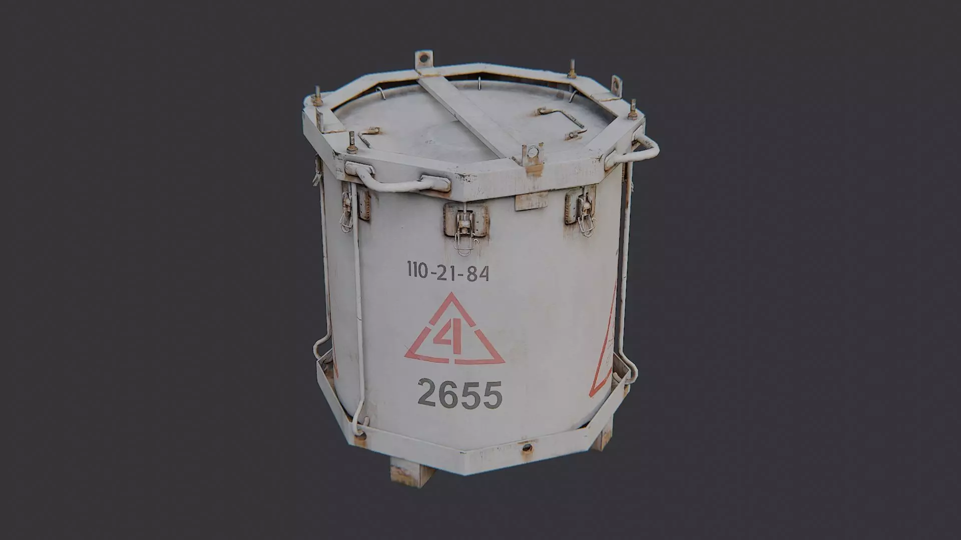 Military Chemical Canister Weathered Low-poly 3D model_0