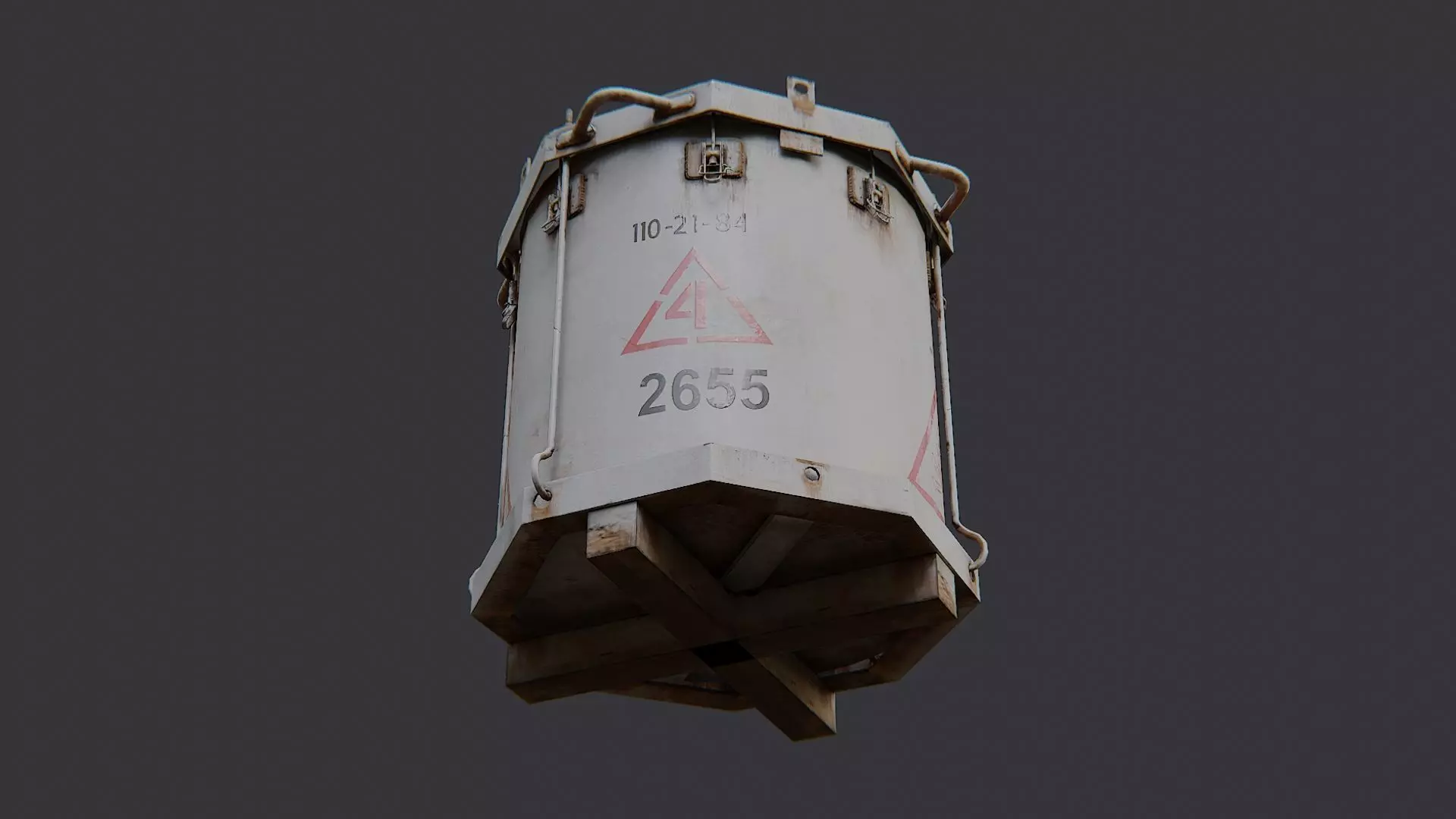Military Chemical Canister Weathered Low-poly 3D model_5
