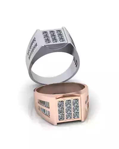 men princess pave setting jewelry ring 