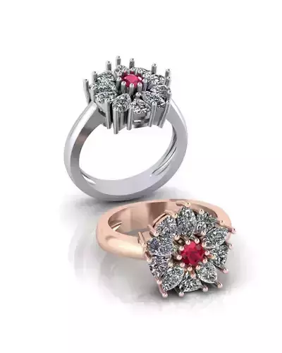 round marquise triangle high jewelry ring 