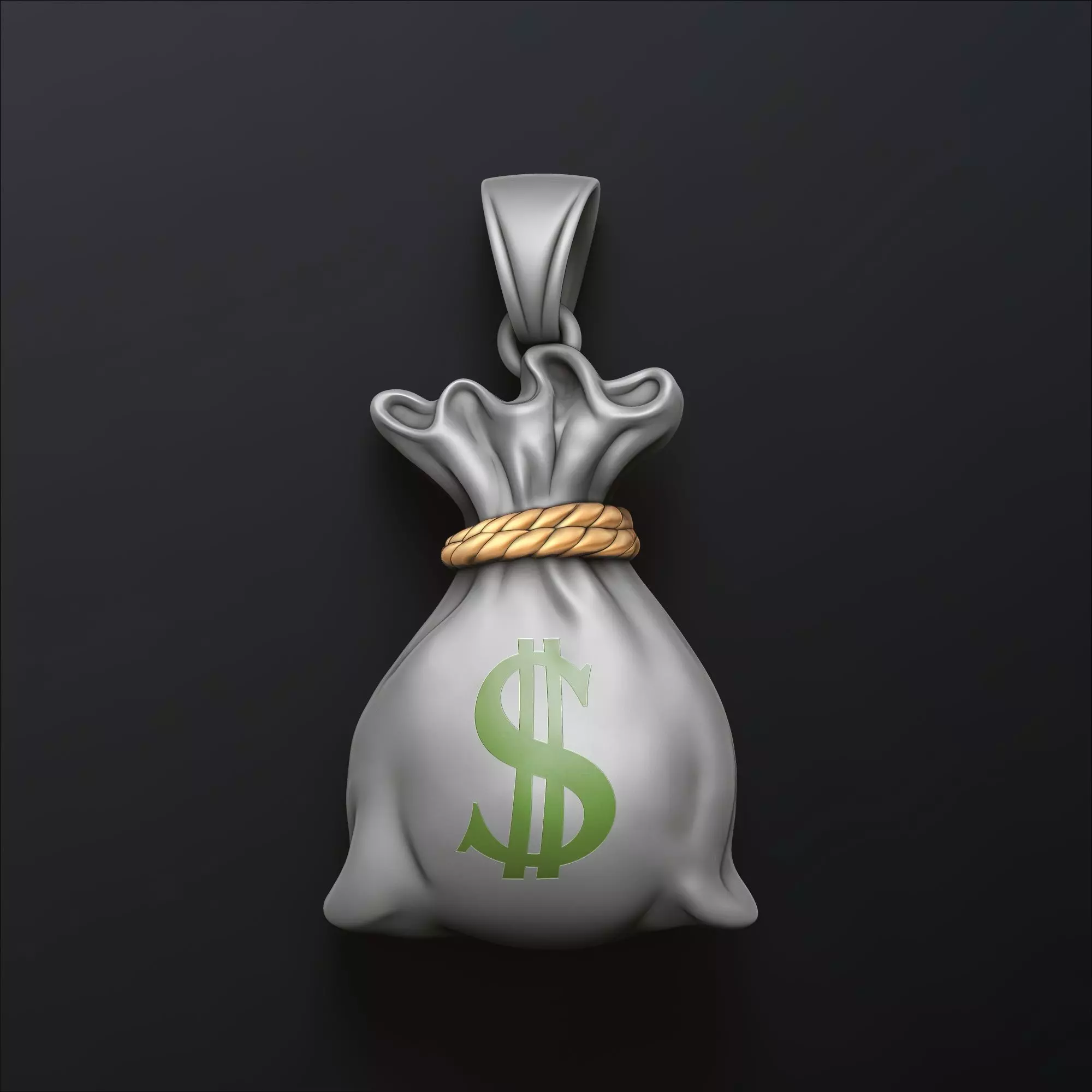 Money Bag Pendant 3D print model_0
