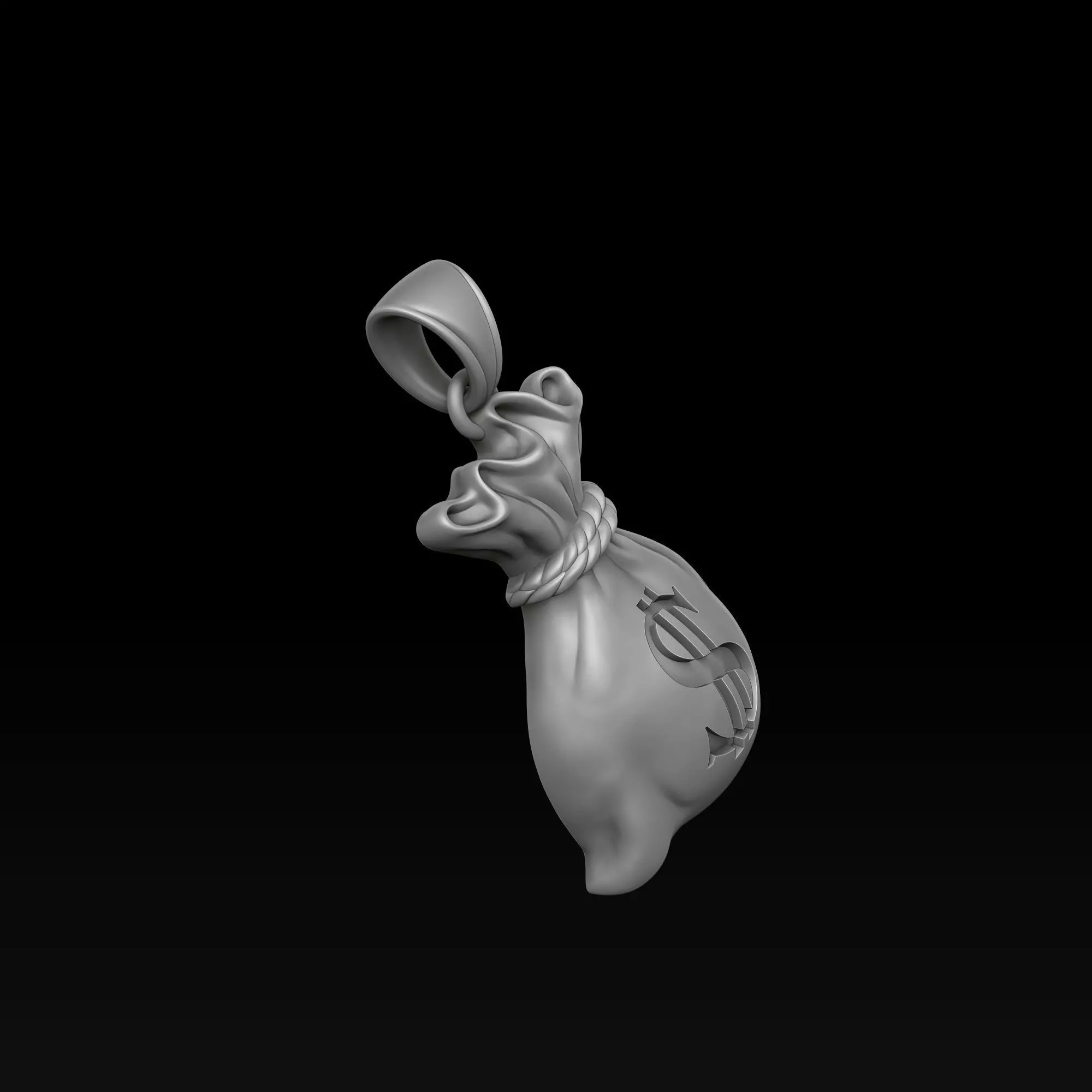 Money Bag Pendant 3D print model_4