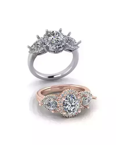 oval and pear halo micro setting jewelry ring